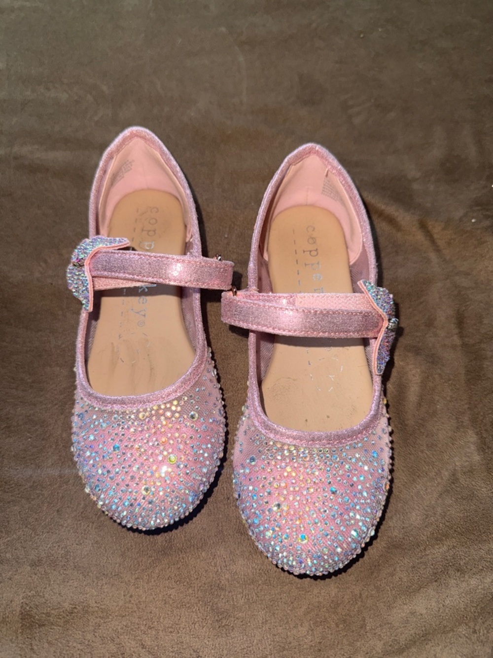 Copper Key Pink Glitter Butterfly Mary Jane Shoes - Picture 2 of 7
